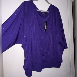 NWT Jones New York Purple Blouse with Embellishments